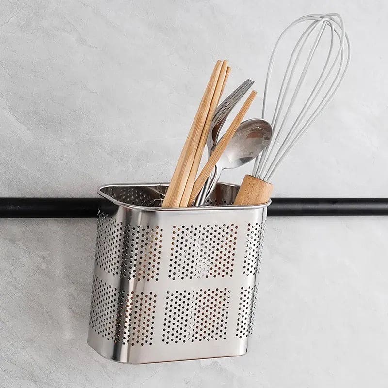 Stainless Steel Utensil Holder, Kitchen Wall Hanging Steel Cutlery Holder Organizer Rack, Multifunctional Chopstick Basket, Silverware Caddy Cutlery Rack, Drying Rack Basket Holder with Hooks Stainless Steel Utensil Holder, Kitchen Wall Hanging Steel Cutlery Holder Organizer Rack, Multifunctional Chopstick Basket, Silverware Caddy Cutlery Rack, Drying Rack Basket Holder with Hooks